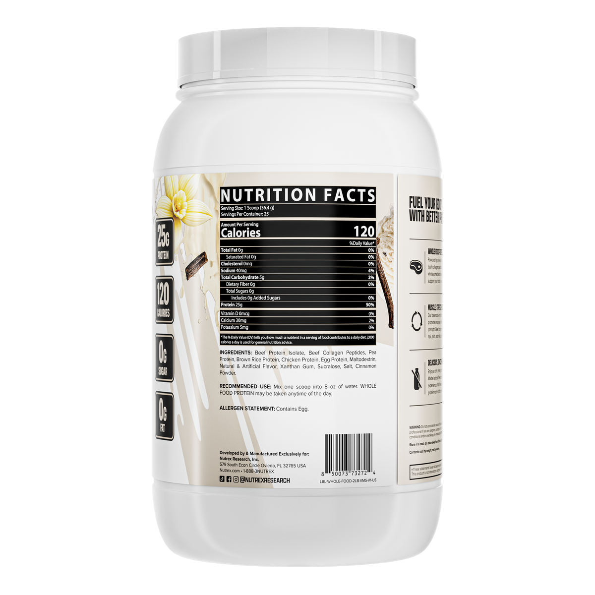 Proteína Nutrex Whole Protein Vainilla Milkshake 2 lb