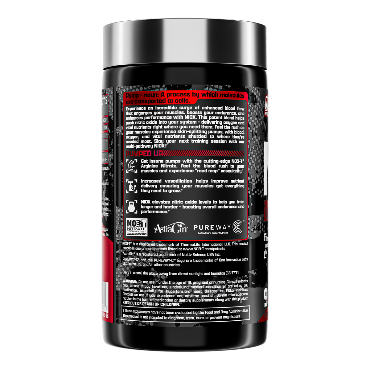 NIOX Óxido Nítrico 2,000 mg Nutrex para Pre-Entreno, 90 Cápsulas