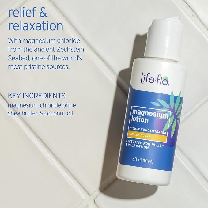 LIFE-FLO Loción de magnesio, aroma a vainilla 2OZ