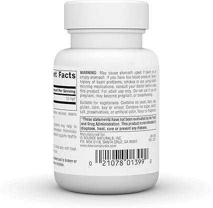 Mejora tu memoria y concentración con Vinpocetina 10 mg de Source Naturals — vista lateral del envase