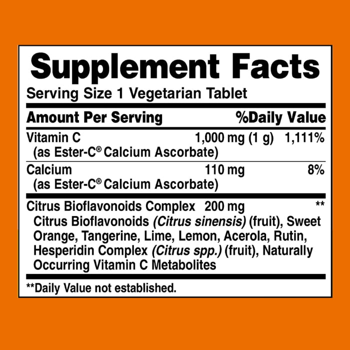 Ester C - 1000mg - Citrus Bioflavinoids - 45 Veggetarian Tablets de American Health — etiqueta del producto