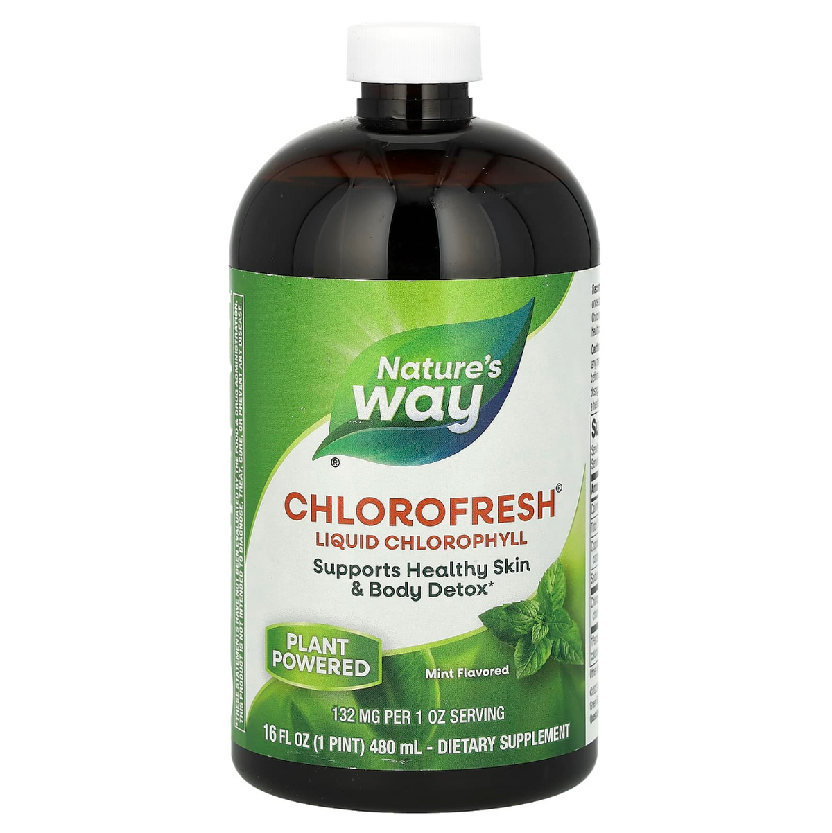 Chlorofresh clorofila líquida Nature's Way 16 fl oz sabor menta, 132 mg por onza (foto de archivo)