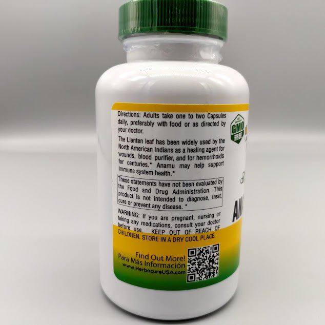 Anamu + Llanten - 1100mg - 100 Capsules de Herbacure — vista posterior