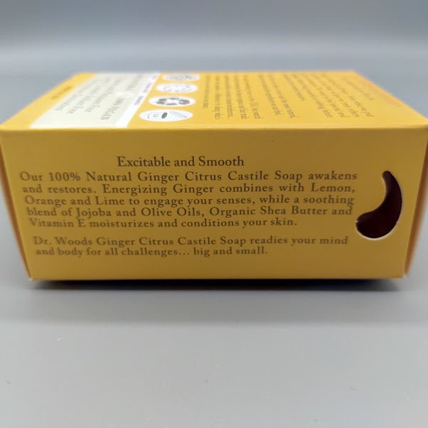 Bar Soap Ginger Citrus 5.25 OZ de Dr. Woods — vista lateral (foto de archivo)