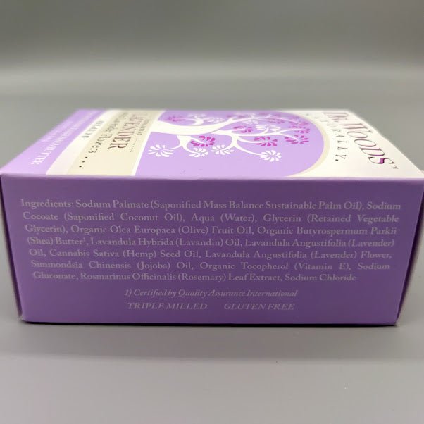 Bar Soap Lavender with Org Flowers 5.25 OZ de Dr. Woods — vista posterior (foto de archivo)