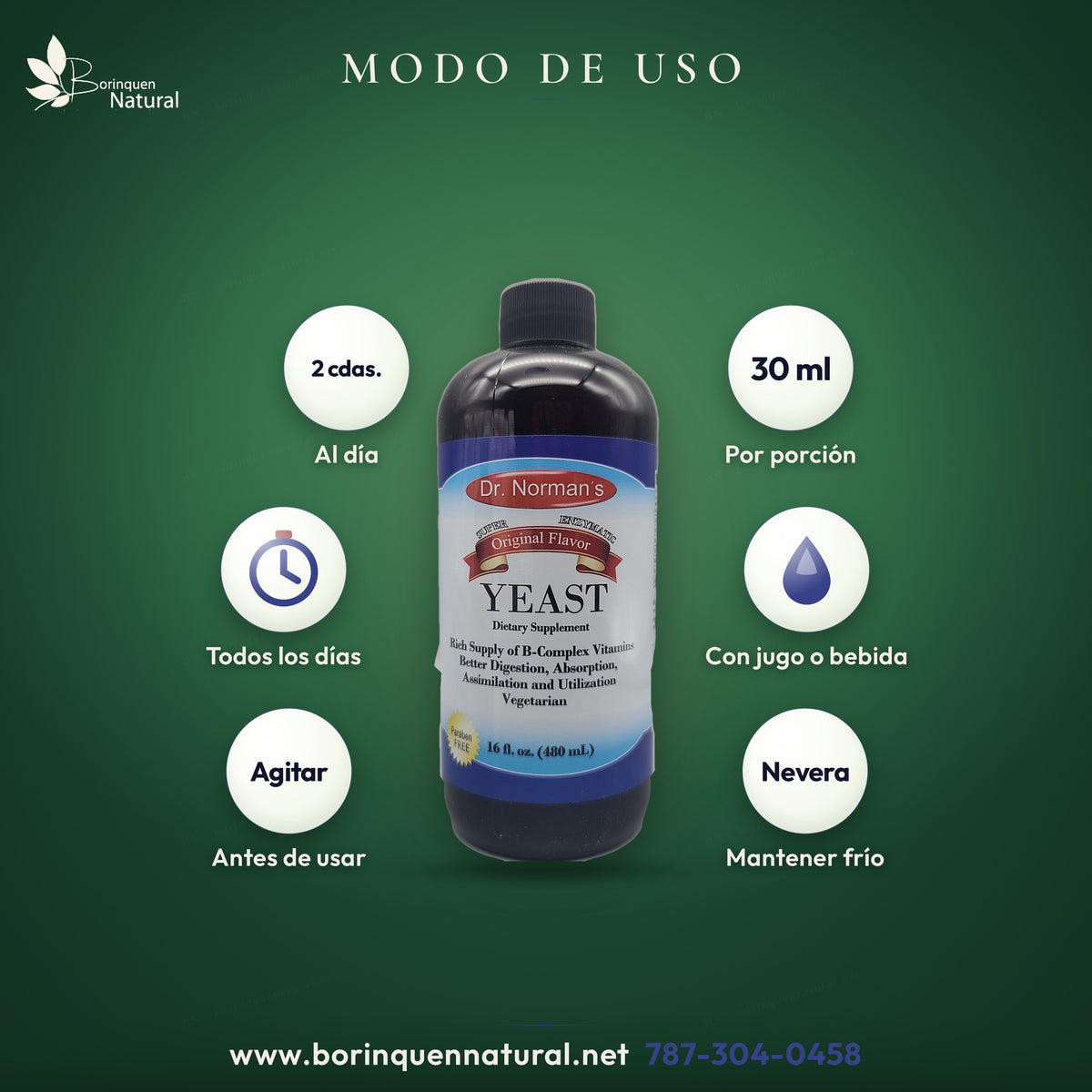 Modo de uso del B-Complex líquido: dos cucharadas al día, se puede mezclar con jugo, agitar antes de usar y mantener refrigerado