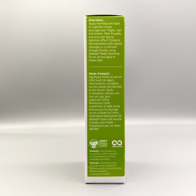 Birch Cellulite Oil 3.4 OZ de Weleda — etiqueta con los ingredientes