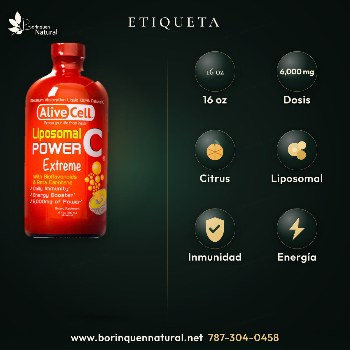 Power C vitamina C liposomal 16 oz — etiqueta: 16 oz, 6,000 mg, citrus, liposomal