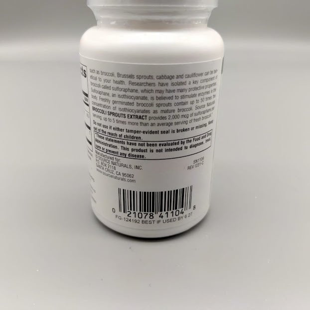 Broccoli Sprouts Extract, Tablets, 60 ea de Source Naturals — vista posterior