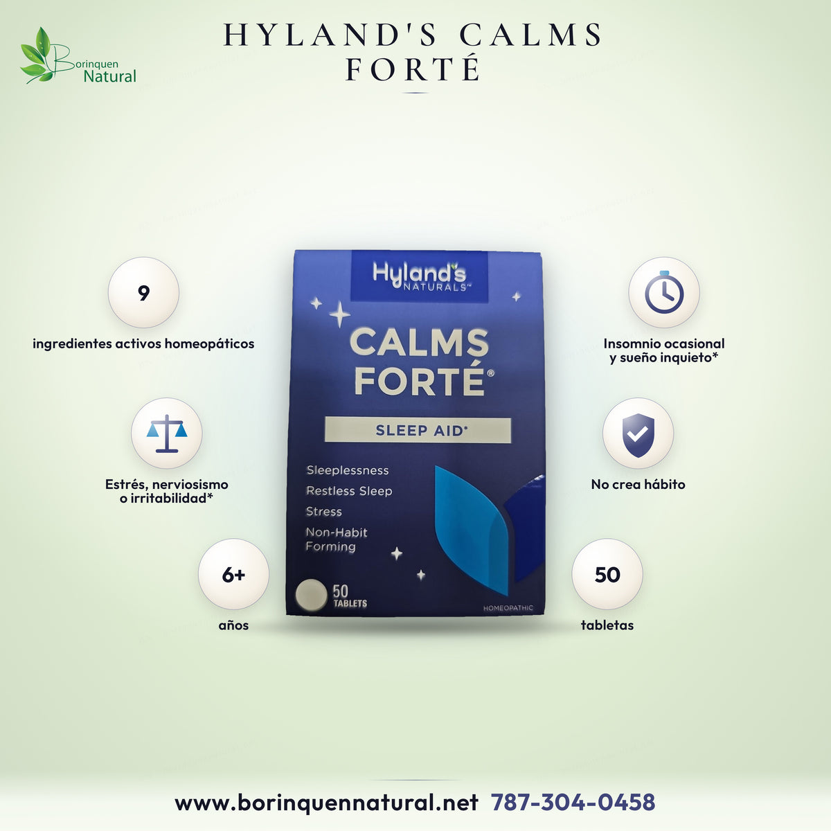 Calms Forté de Hyland's, ayuda homeopática para dormir, para el insomnio ocasional y el estrés, caja de 50 tabletas