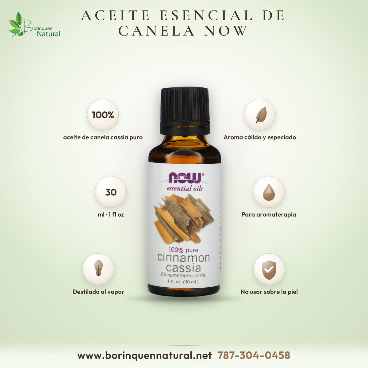 Aceite esencial de canela cassia (Cinnamomum cassia) 100 % puro de NOW Essential Oils, frasco gotero de 1 fl oz (30 ml) para aromaterapia