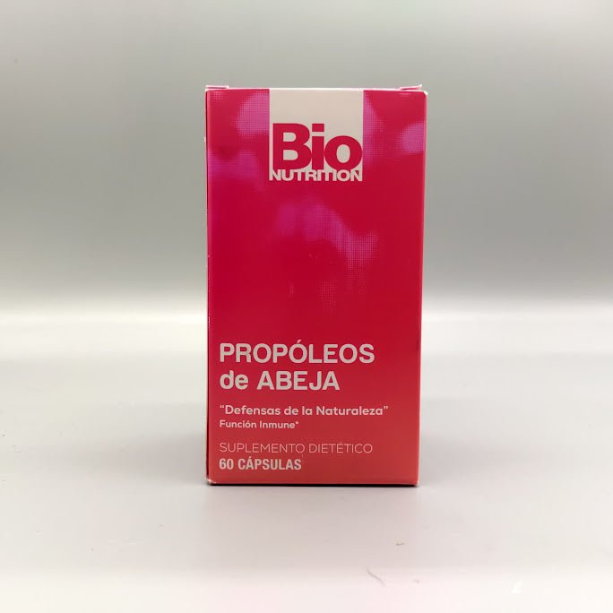 Cápsulas de Propóleo Bee Propolis 60 Caps de Bio Nutrition — etiqueta con los ingredientes