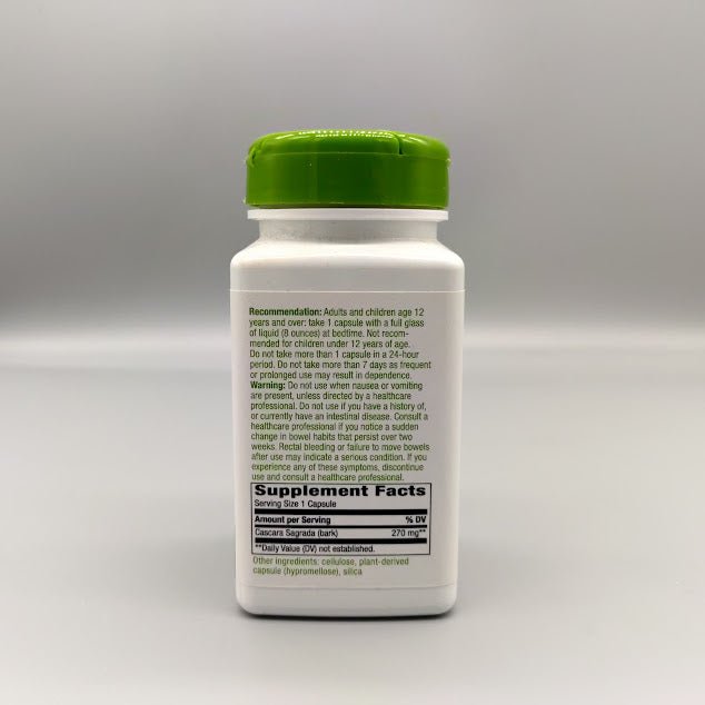Alivio Digestivo Natural con Cáscara Sagrada 270 mg — etiqueta con los ingredientes