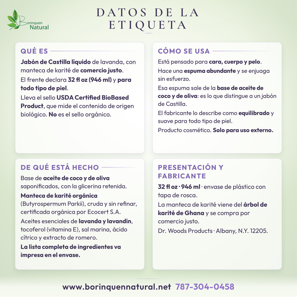 Datos del jabón de Castilla de lavanda: qué es, cómo se usa, de qué está hecho y presentación