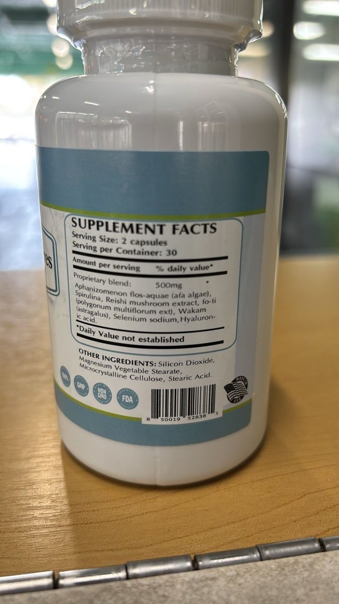 Celulas Madres - Blue Green Algae - 60 Capsules de Irish Supplements — etiqueta del producto