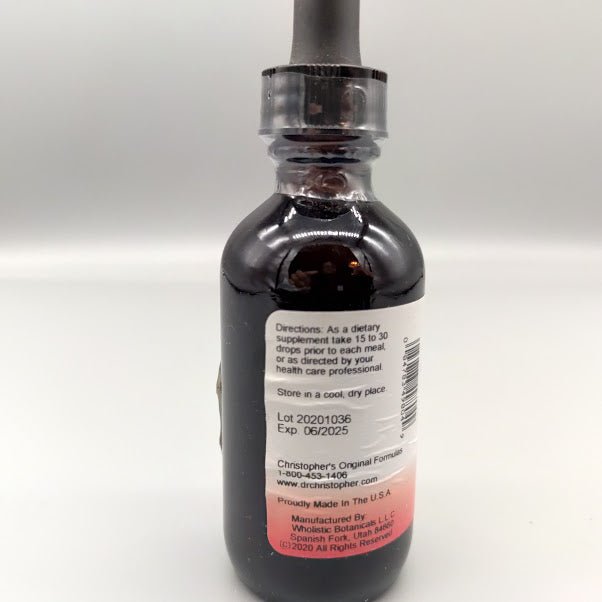 Kidney Formula Christopher's en Glicerina, Gotas 2 oz de Christophers Original Formula — vista posterior del envase