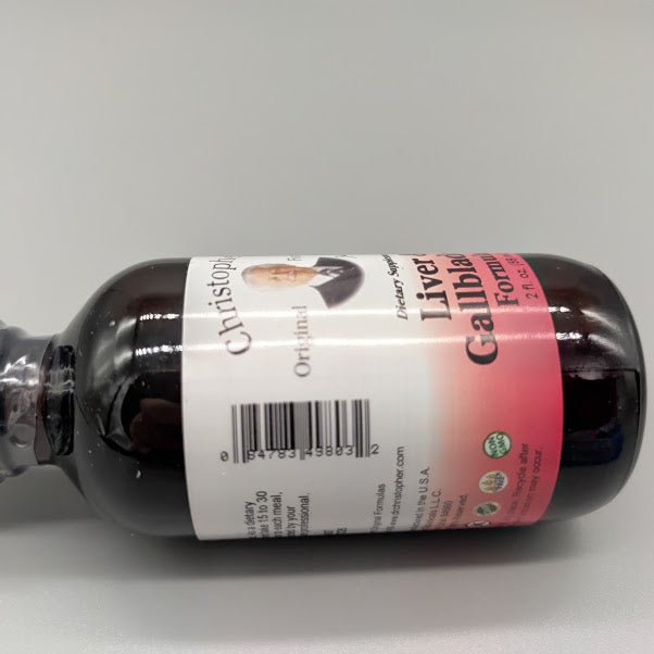 Fórmula para Hígado y Vesícula Christopher's, Gotas sin Alcohol 2 oz de Christophers Origi — vista lateral del envase
