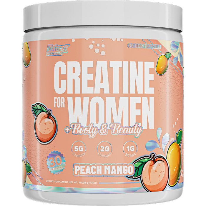 Creatina Nutrex para Mujeres Peach Mango, 30 Porciones de Nutrex Research — etiqueta del producto