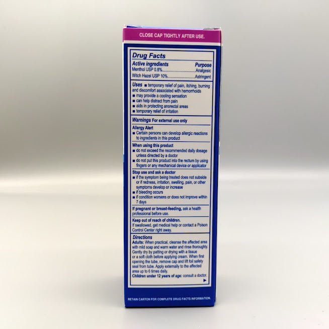 Crema para Hemorroides - Hemorrhoid Relief Cream 1 Oz de Earths Care — etiqueta con los ingredientes