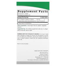 Aceite de Orégano Nature's Answer 150 mg, 90 Cápsulas Blandas — etiqueta con los ingredientes