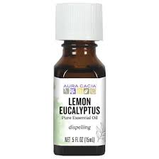 Aceite esencial de eucalipto limón Aura Cacia 100% puro, frasco de 0.5 fl oz (15 mL)