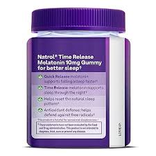 Melatonina 10 mg Natrol Time Release en Gomitas para Dormir, 35 Gomas — vista posterior del envase