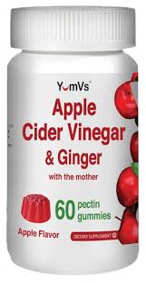 Vinagre de Manzana con Jengibre YumVs, frasco de 60 gomitas sabor manzana