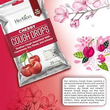 Cough Drops Sabor Cereza – 25 pastillas de Herbion Naturals — etiqueta del producto