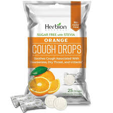 Sugar Free Cough Drops Sabor Naranja – 25 pastillas de Herbion Naturals