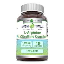 L-Arginina y L-Citrulina Amazing Formulas 1,000 mg, frasco de 120 tabletas