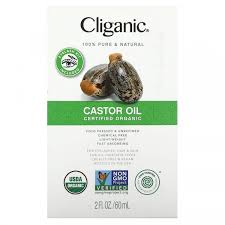 Castor Oil Organic 2 OZ de Cliganic — etiqueta con los ingredientes