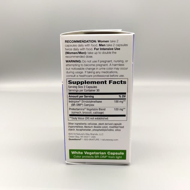 DIM-Plus - Estrogen Metabolism - 60 Capsules de Natures Way — etiqueta con los ingredientes