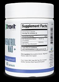 Resveratrol con NAD+ 1.000 mg Xtravit Plus, 60 Cápsulas de Xtravit LLC — etiqueta con los ingredientes