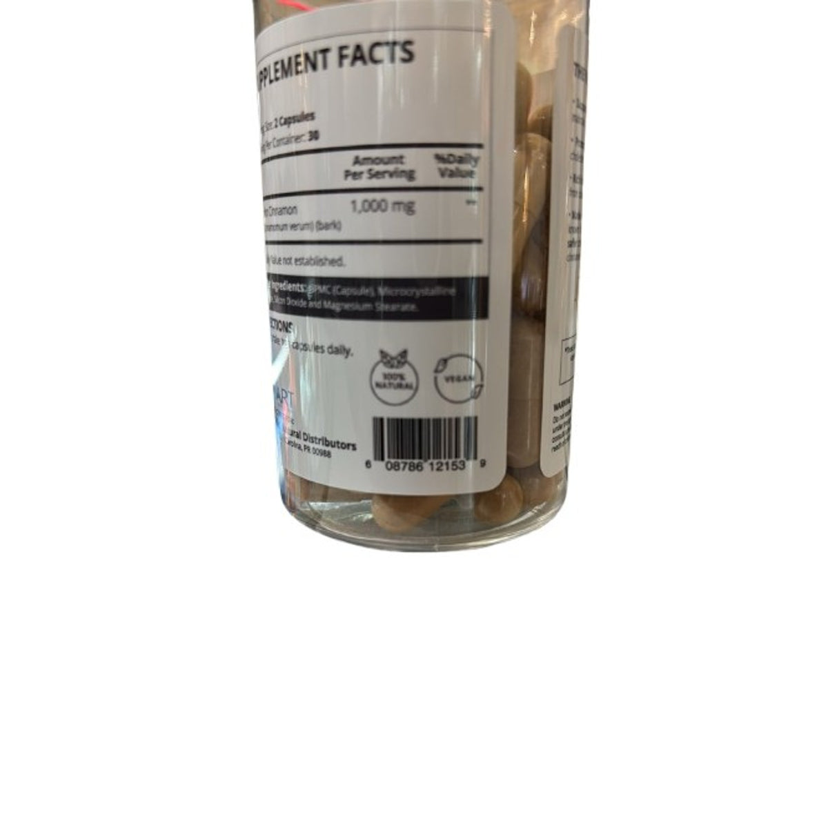 Canela de Ceilán SMART Nutrition 1000 mg 60 cápsulas veganas — vista lateral (foto de archivo)