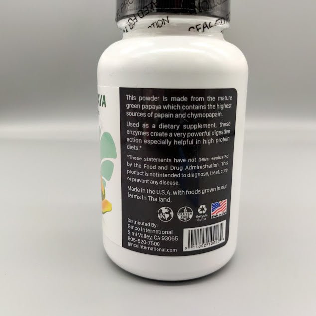 Green Papaya Digestive Enzymes 150 Caps de Royal Tropics — vista posterior (foto de archivo)