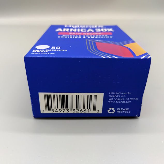 Caja de árnica Hyland's 30X con 50 tabletas sublinguales — detalle del producto