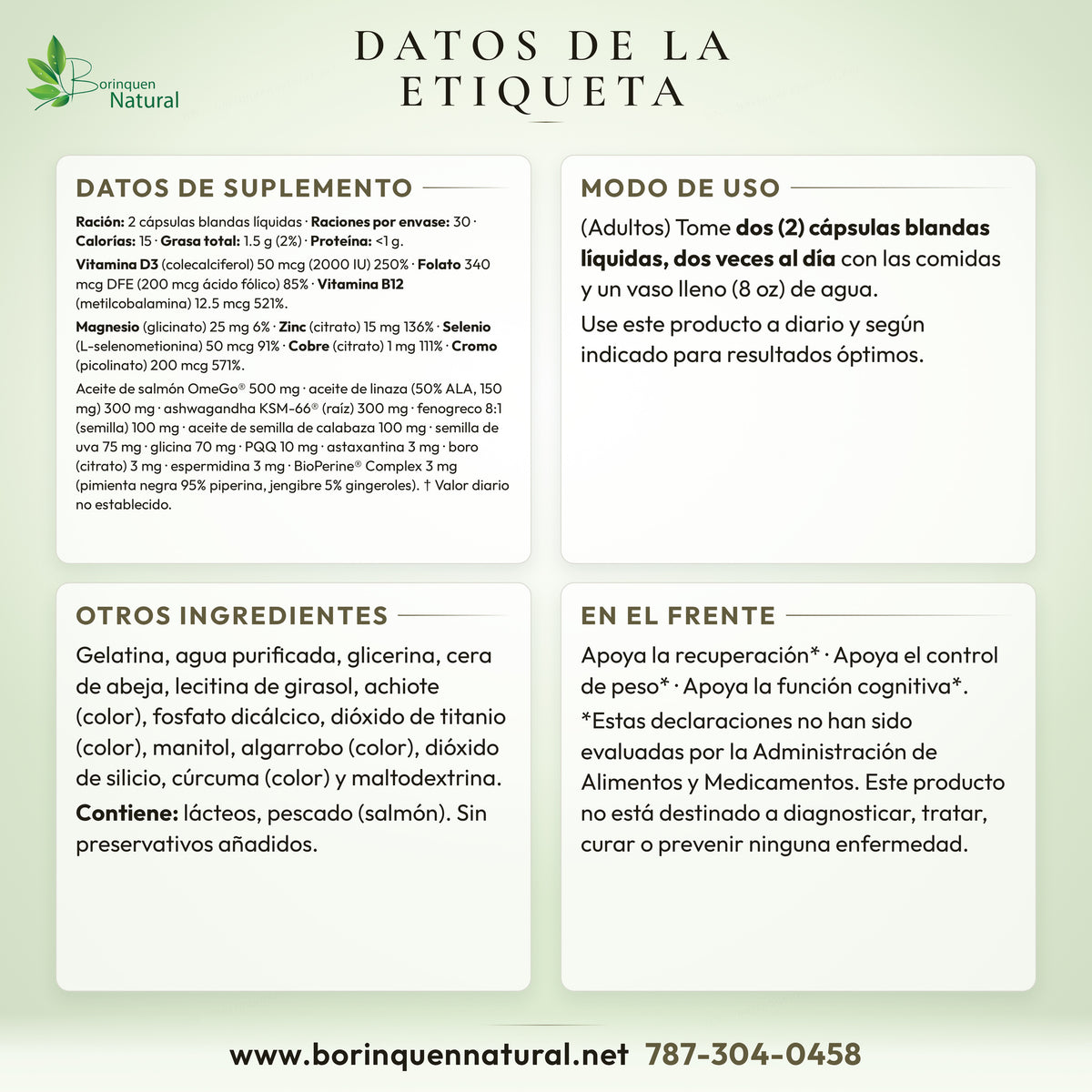 Datos de la etiqueta de Testosterone UP for Men 60+ de Irwin Naturals: datos de suplemento, modo de uso, otros ingredientes y alérgenos