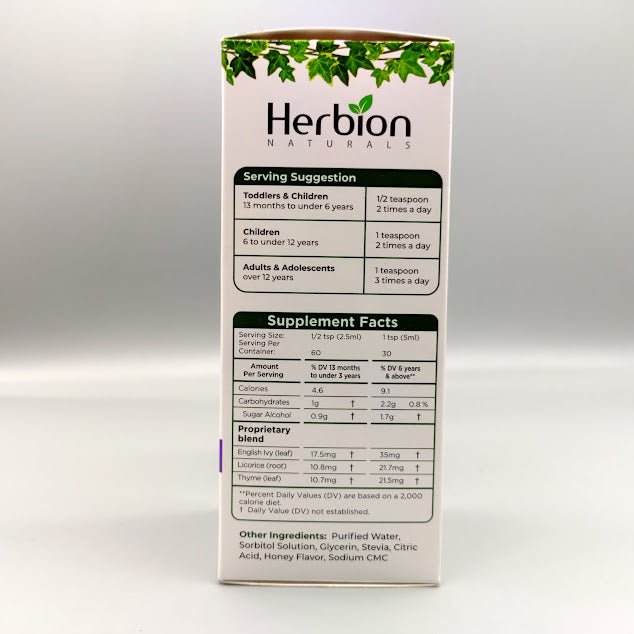 Ivy Leaf Syrup with Thyme - 5 Oz de Herbion Naturals — etiqueta del producto