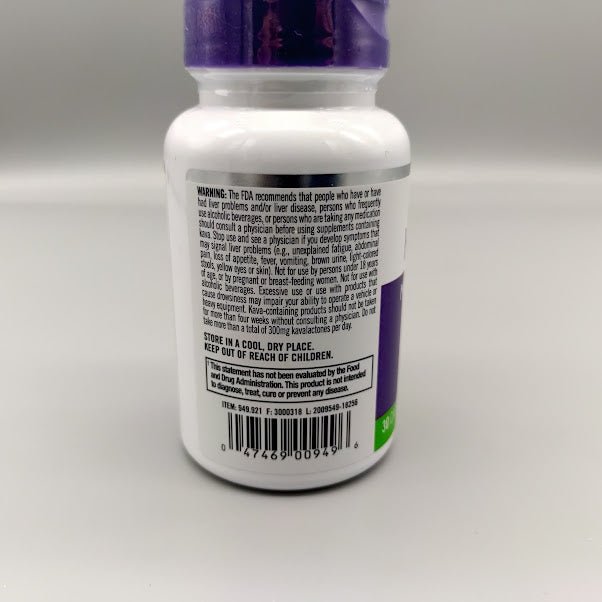 Alivia la Ansiedad y el Estrés con Kava Kava 200MG de Natrol — vista posterior