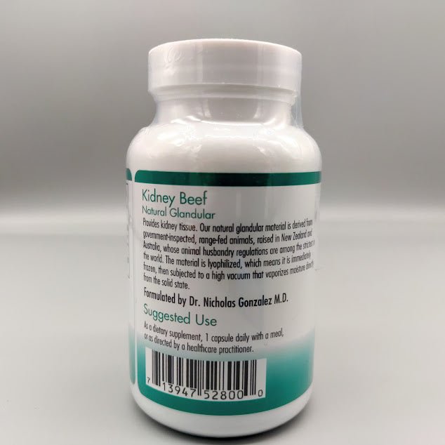 Kidney Beef Natural Glandular 100 caps de NutriCology — vista posterior