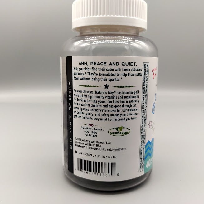 Kids Cool Calm & Collected 40 Gummy de Natures Way — vista posterior (foto de archivo)