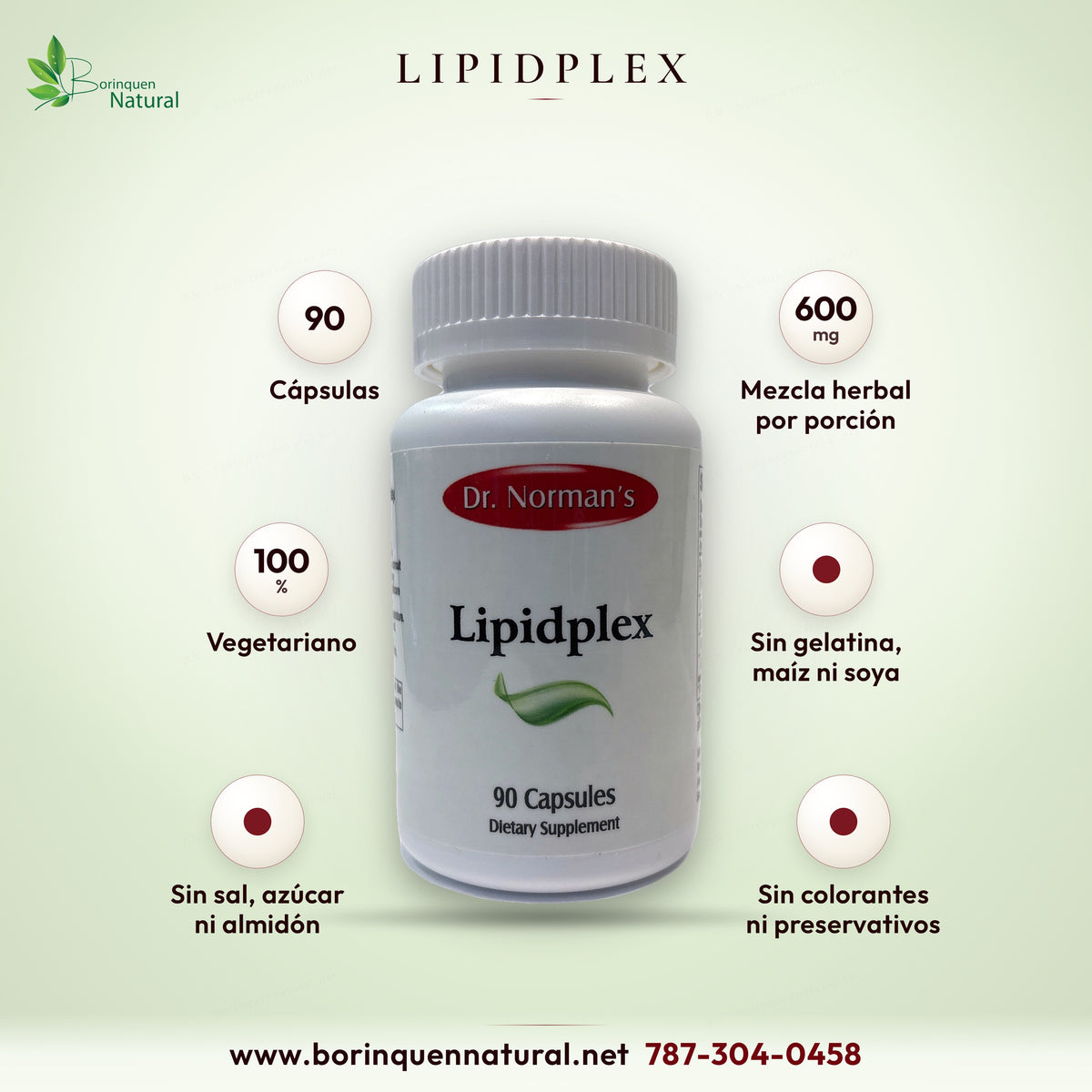 Lipidplex de Dr. Norman's, suplemento dietético de hierbas en 90 cápsulas, producto 100% vegetariano