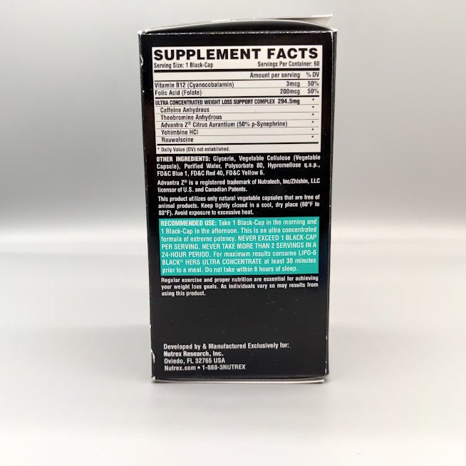 Lipo 6 - Black Hers - Ultra Concentrate - Extreme Weight Loss Support - 60 Black Capsules