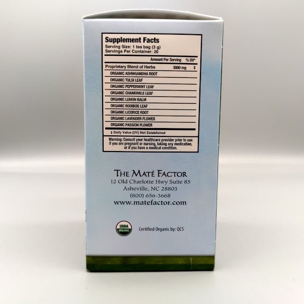 Mate Factor Organic Sleep Ezzz With Tulsi And Passion Flower Tea 234494 de Maté Factor — etiqueta del producto