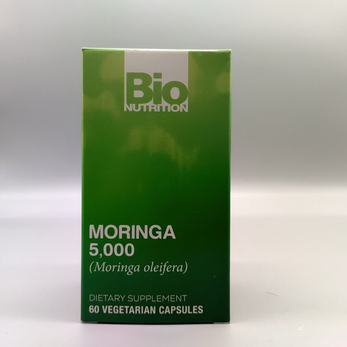 Moringa Super Food 5000 mg Bio Nutrition, frasco de 60 cápsulas (foto de archivo)