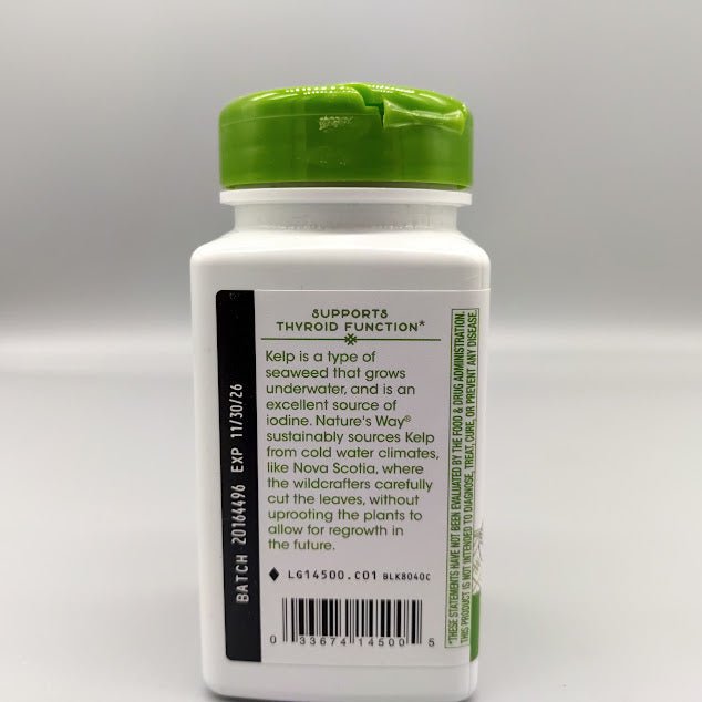 Kelp Alga Marina 363 mg con Yodo Nature's Way, 100 Cápsulas — vista lateral del envase