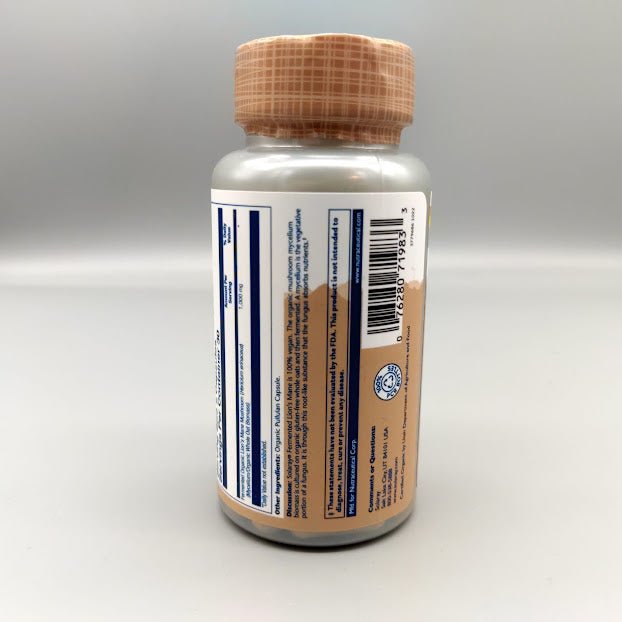 Organically Grown Fermented Lion's Mane Mushroom 500 mg 60 Caps Vegi de Solaray — vista posterior del envase