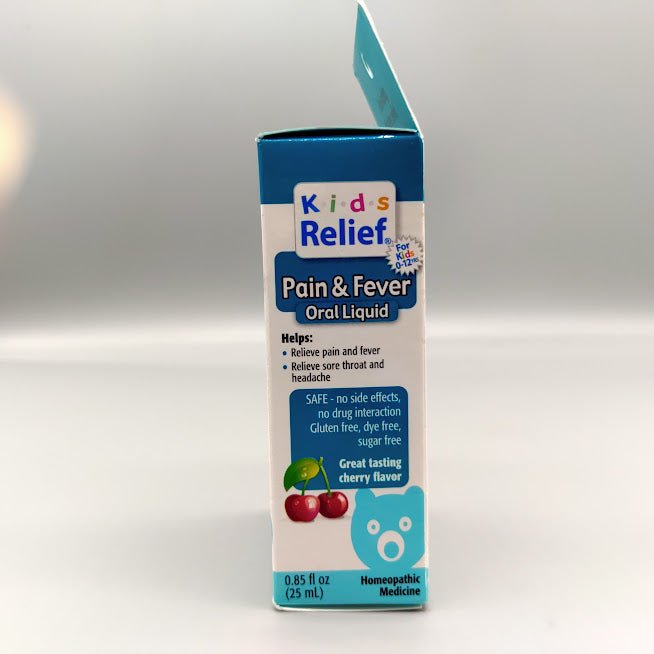 Pain & Fever Cherry .85 OZ de Kids Relief — vista posterior