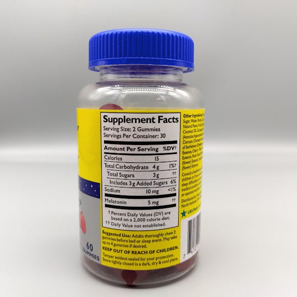 Rescue Plus - Sleep Melatonin 2500mcg 2.5mg - Natural Strawberry Gummy - 60 Gummy de Bach — etiqueta del producto