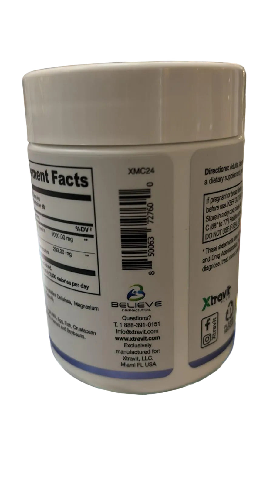 Resveratrol con NAD+ 1.000 mg Xtravit Plus, 60 Cápsulas de Xtravit LLC — presentación